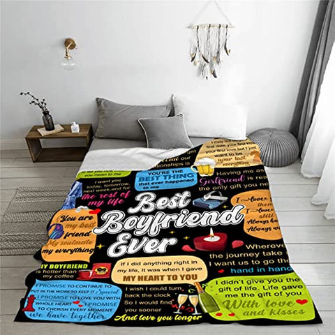 To My Boyfriend Blanket, Gifts for Boyfriend, Birthday Gifts for Him, Boyfriend Blanket 50"x60" Super Soft Cozy Flannel Throw for Men, Funny for Boyfriend
