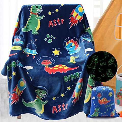 Dinosaur Blanket Gifts for 1-10 Year Old Boys,Dino Soft Kids Blankets,Dino Party Blankets,Luminous Toys Birthday Christmas Halloween Thanksgiving Easter Gifts,60 x 50in