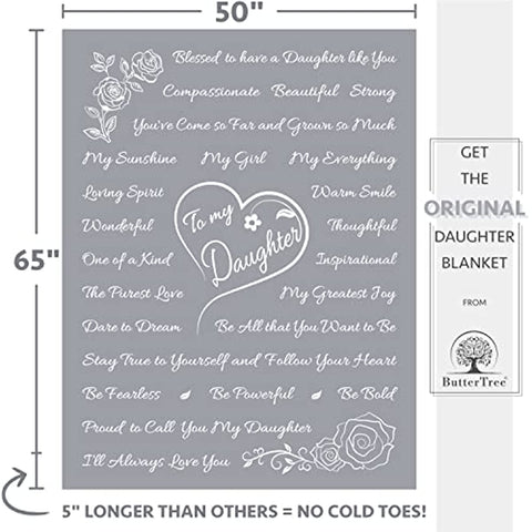 Mothers Day Gifts for Daughter, Daughter Gifts, to My Daughter Blanket, Daughter Gift from Mom, Gifts for Daughter from Mom, Birthday Gift for Daughter, Throw Blanket 65” x 50” (Silver)