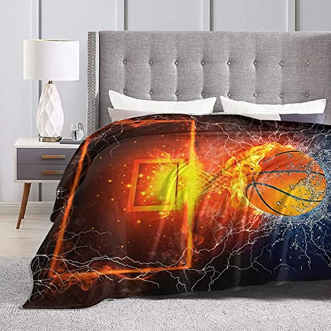 Basketball Blankets and Throws 50"X40" Soft Flannel Sports Blankets for Mens Boys Plush Cozy Throws for Bed Sofa