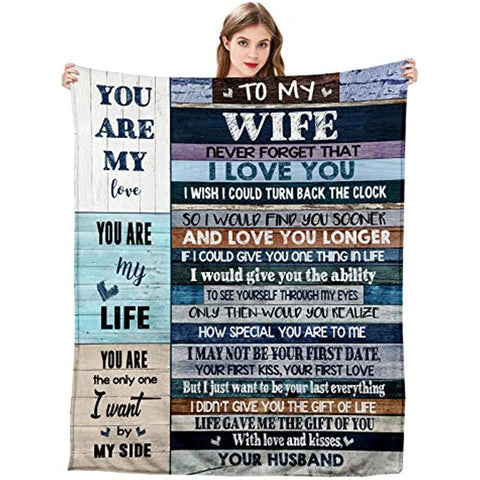 To My Wife Ultra-Soft Micro Fleece You are My Life Blanket Microfiber Valentine's Day Blanket Luxury Blanket for Bedding Sofa and Travel (80inchx60inch)