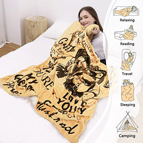 To My Wife Blanket for Wife Birthday Gifts from Husband Romantic I Love You Gifts for Her Christmas Wedding Valentine's Mother's Day Blanket Travel Blanket 50" x 60"