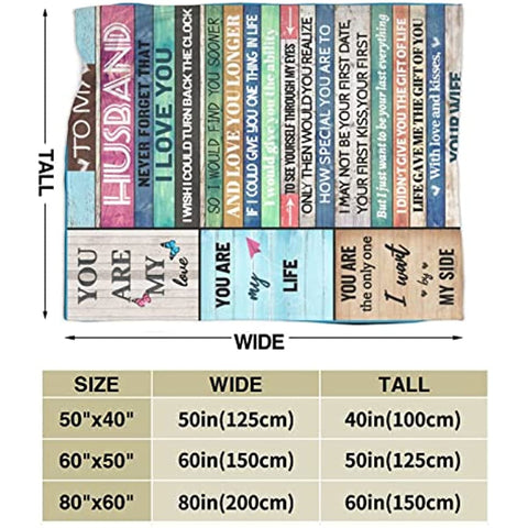 to My Husband Blanket Love Letter Husband Gifts Soft Micro Fleece Flannel Throw Blanket Warm Blanket for Bed Couch Living Room(50"x40")