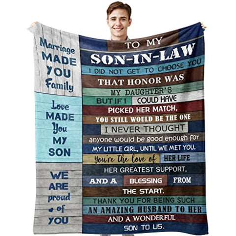 Son in Law Gifts - Son in Laws Gifts from Mother in Law - Gift for Son-in-Law - Son in Law Wedding Gift - Best Birthday Gifts for Son in Law - Future Son in Law Gift Blankets (50" X 60")