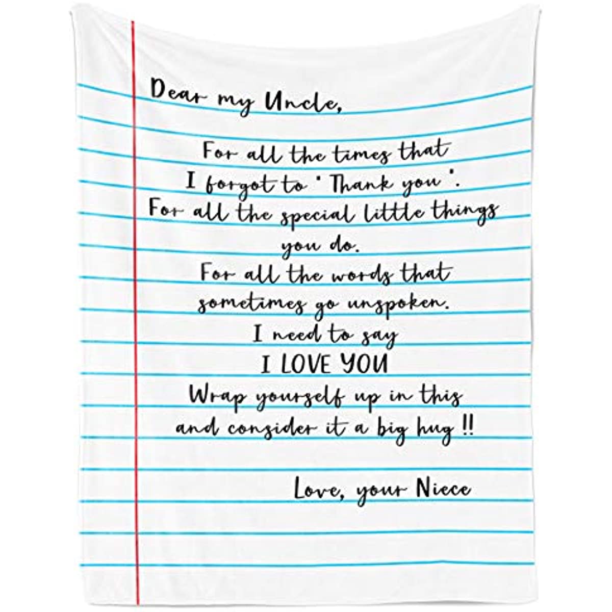 Flannel Blanket – Gift from Niece to Uncle, Personalized Fleece Blanket for Birthday, Anniversary, Holiday, Valentine’s Day – 1 Sheet（s1）