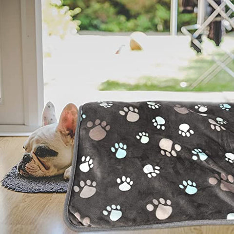 Upgraded Dog Blankets for Large Dogs, 3 Pack Dog Cat Flannel Blankets Washable, Soft Pet Mat Throw Cover for Kennel Crate Bed, Cute Paw Pattern, Dog Blanket, Pet Blanket 41" x 31"