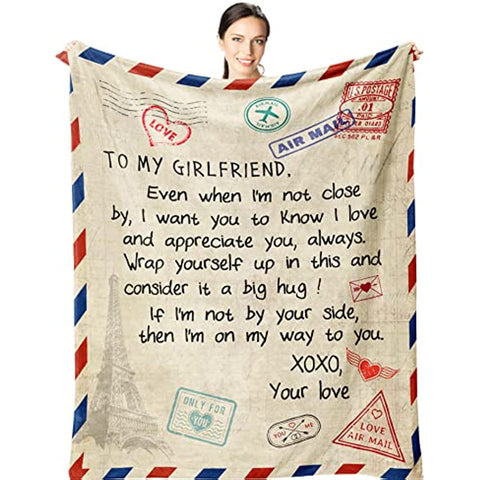 Gifts for Girlfriend 60"x50" Blanket - Birthday Gift from Boyfriend - Romantic Gifts for Her - Valentine's Day for Her - Girlfriend Anniversary Present - GF Birthday Graduation Gift Ideas