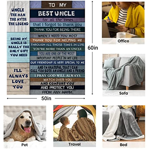 Best Uncle Gifts, Uncle Gifts from Niece and Nephew, Funcle Gifts, Gifts for Uncles from Nieces, Best Uncle Ever Gift for New Uncle, Uncle Birthday Gifts Throws Blankets 60x50in