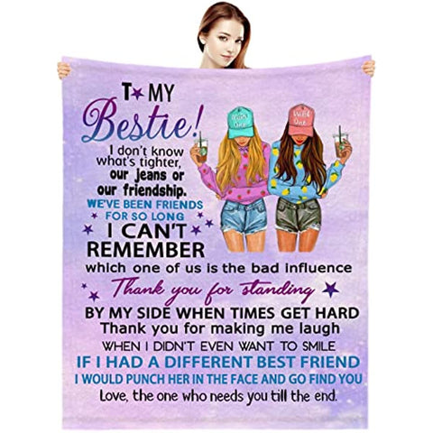Bestie Gifts to My Best Friends Blanket, Best Friend Birthday Gift for Women,Friendship Gifts for Girls,Christmas Thanksgiving Valentines Gift for Her Bestie Sister 60"x 50"
