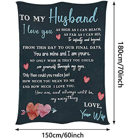 To My Husband Blanket for Husband from Wife I Love You Flannel Blanket to My Husband from Wife, Husband Birthday, Blanket for Couple Anniversary, Husband Valentines Day, Soft Blanket 60" X 70"
