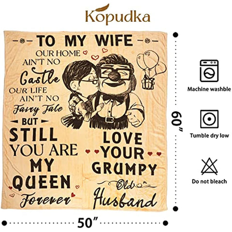 To My Wife Blanket for Wife Birthday Gifts from Husband Romantic I Love You Gifts for Her Christmas Wedding Valentine's Mother's Day Blanket Travel Blanket 50" x 60"