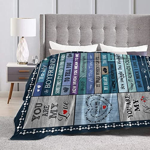 To My Boyfriend Blanket I Love You Gifts for Him Best Birthday Christmas Valentines Day Anniversary Romantic Gifts Super Soft Bedding Sofa Throw Blanket 60 "x50 Boyfriend Gift