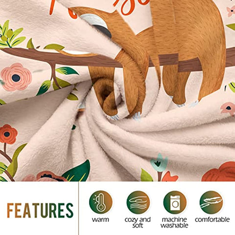 Sloth Blanket Print Plush Microfiber Blanket for Sofa Office Bed and Travelling 50"x60"