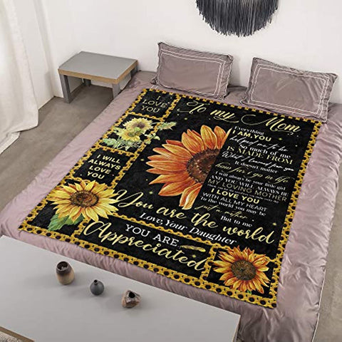 Mother Day Birthday Gifts for Mom- Gifts for Mom Throw Blanket,Mom Gifts,Gifts for Mom from Daughter,Mom Gifts from Daughter Sunflower Warm Blanket…