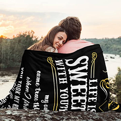 Gifts for Motorcycle Lovers - Birthday Gifts for Men/Women - to My Husband/Wife Blanket 60"x50" - Romantic Gifts for Him/Her - Anniversary Birthday Gift Ideas for Couples Sweet Ride Motorcycle