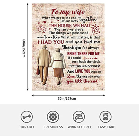 To My Wife Blanket from Husband Valentines Day Gifts for Her Throw Blanket Anniversary Birthday Gifrs for My Wife Romantic Gifts for Her 50''x60'' Blanket for Wife