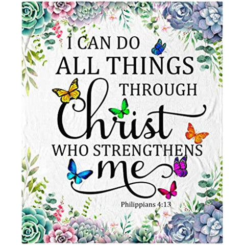 Christian Gifts for Women Inspirational Religious Blanket Bible Verse Scripture Prayer Throw Blanket Soft Flannel Healing Blanket 50"X40"