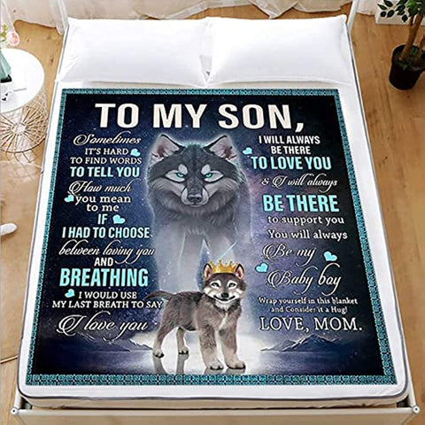 Son Gifts Blanket,to My Son Personalized Blanket from Mom, Birthday Gifts for Son from Mom, Son Graduation Gifts from Mom for Him(B-50 * 60in)