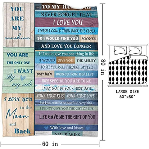 Gifts for Husband, for Him,Husband Birthday Gift,You are My Life Blanket 60"x 80"to My Husband from Wife