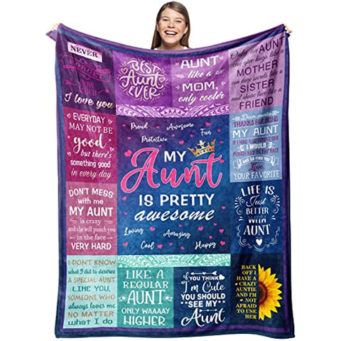 Mothers Day for Aunt Gifts Blanket from Niece, Best Aunt Ever Gifts Throw 50" X 60", Valentines Day Gifts for Aunt, Aunt Birthday Gift from Niece, Auntie Gifts for Women, Best Auntie Ever Gifts