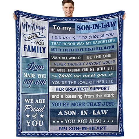 Son in Law Gifts from Mother in Law, Gifts for Son in Law Fathers Day Blanket, Gift Ideas for Son-in-Law, Best Son in Law Gifts Throw Blanket 60x50 Inch