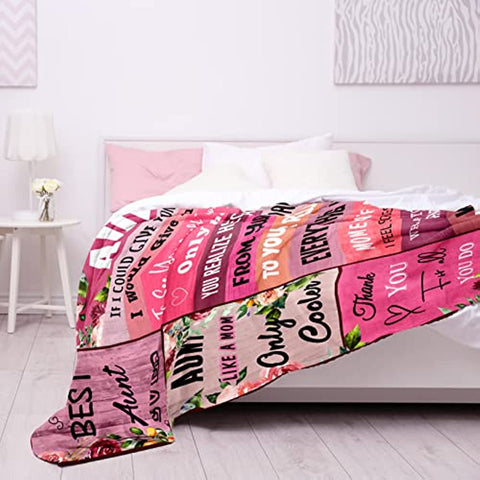 Aunt Gift, Mother's Day Blanket Gifts for Aunt, Aunt Gifts from Niece Nephew, Best Aunt Ever Gifts, Birthday Gifts for Aunt, Funny Aunt Gifts, Meaningful Gift for Aunt - Blanket 60" X 50"