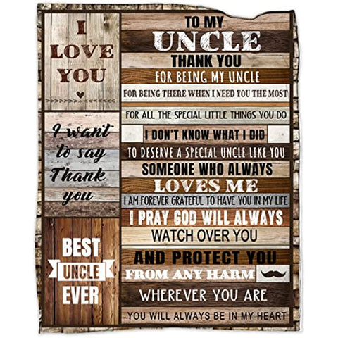 Uncle Gifts from Niece, Uncle Blanket Gift 50''x60'', Best Uncle Gifts, Christmas Birthday Gift for Uncle Blanket Soft Fleece Flannel Throw Blanket Uncle Gifts from Niece and Nephew