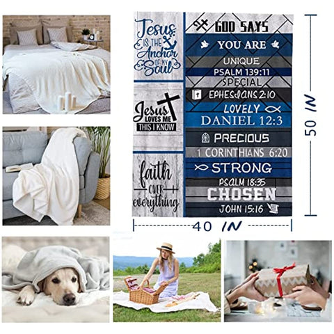 Christian Gifts for Women Kids - Religious Blanket for Christian Friends - Bible Verse Gifts for Women 50"x 40" with Inspirational Proverbs Scripture - First Communion Gifts for Girls Boys