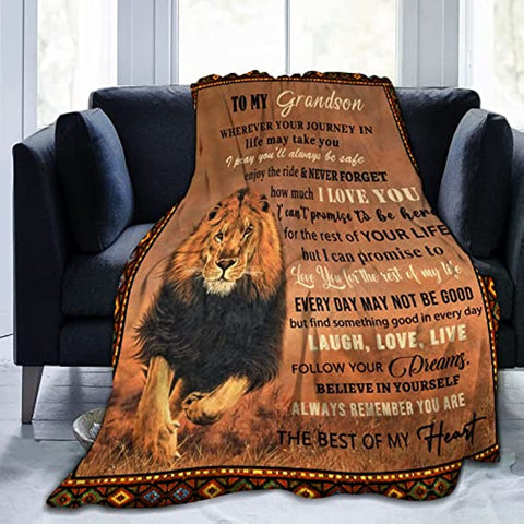 Grandson Gifts Blanket from Grandma Grandpa Birthday Gifts for Grandson Throw Blankets to Grandson from Grandparents Thanksgiving Valentines Day Graduation Gifts 50"x60"
