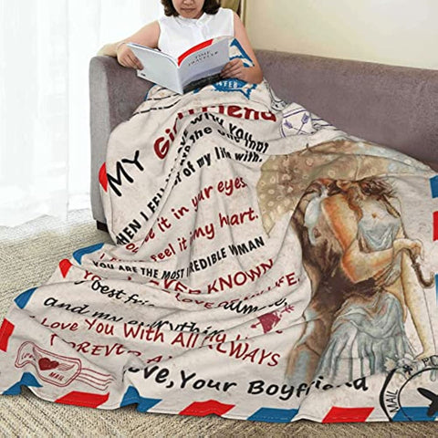 Gifts for Girlfriend Blanket, I Love You Gifts for Her, Girlfriend Birthday Gift, Romantic Anniversary Valentine's Day for Girlfriend Women (G-Umbrella, 50x60)