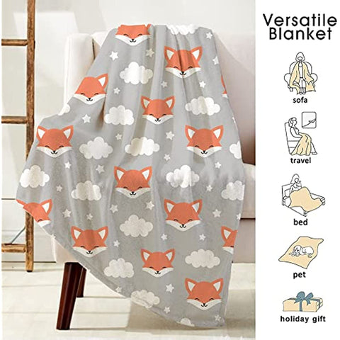 Fox Blanket for Girls Boys, Cute Fox Throw Blankets for Kids Baby Nursery Decor, Soft Plush Flannel Fleece Throw Blanket for Couch Baby Bedding 50x40 Inch