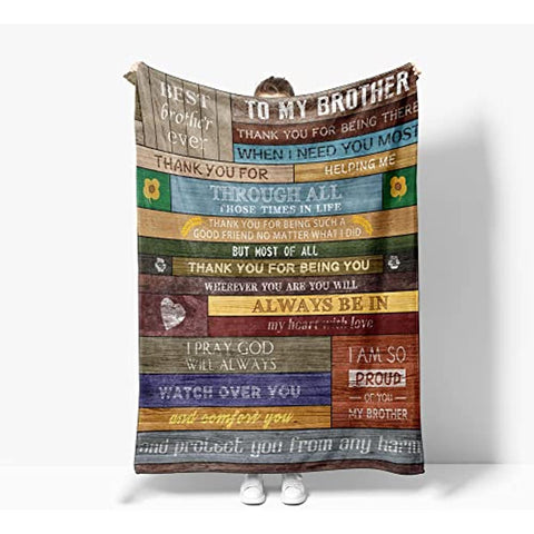 For Brother Plush Throw Blanket, Family Brother Birthday Gift Soft Cozy Blanket, Flannel Fleece Blanket for Sofa, Couch, Bed, Camping, Travel