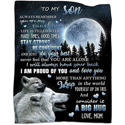 To My Son Blanket from Mom Birthday Gifts Graduation Gifts for Son Flannel Blanket for Couch Sofa Bedroom 50"x60"