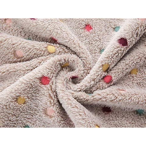 1 Pack 3 Blankets Super Soft Cute Dot Pattern Pet Blanket Flannel Throw for Dog Puppy Cat Beige/Brown/Pink Small