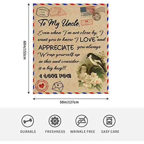 Uncle Gifts Throw Blanket from Niece Nephew to Uncle Fathers Day Blankets for Uncle Thanksgiving Birthday Gifts Blankets 50"x60"