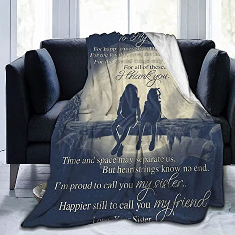 Fleece Blanket to My Sister Best Friend Bestie Printed Quilts Blanket Positive Encourage Flannel Blanket Gifts (40 * 50 inch,2)