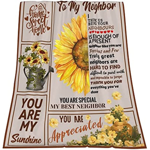 to Neighbor Blankets, Neighbor Blankets, Gifts for Neighbor, Moving Away Farewell Goodbye Gift, Super Soft Flannel Fleece Throw Blankets 50x60 inches