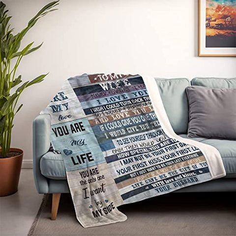 Birthday Gifts for Wife from Husband,Wife Birthday Gift Ideas,Mother Day Wedding Anniversary Birthday Romantic Gifts for her,Wife Blanket 60X50