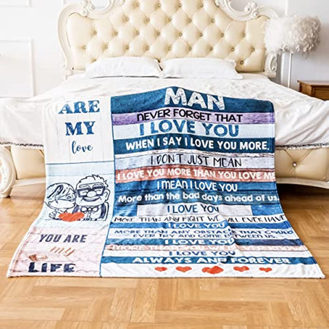 Anniversary Valentines Gifts for Husband Boyfriend Dad, You are My Life Wedding Christmas Blankets Gifts to My Man Fleece Blankets Soft Bedding Sofa