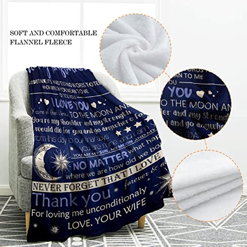 Throw Blanket Gifts to My Husband Blanket Gifts for Husband, Bedding Sofa Couch Decor Present for Valentine's Day Anniversary Birthday from Wife 50"x60"