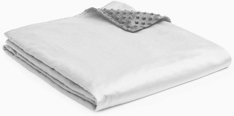 Cooling Bamboo & Cozy Velvet Dual-Sided Duvet for Weighted Blankets (80''x87'') - Blue Grey Print