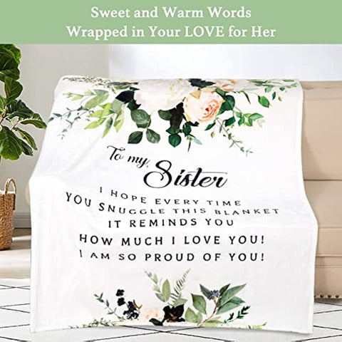 For Sister, Sister Gifts Blanket, Sister Birthday Gifts from Sister, Brother, Unique Birthday Gifts for Sister from Sister, Sister, Sister Birthday Gifts Soft Throw Blanket 60"x50"