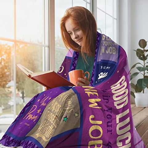 New Job Gift for Women, Congratulation Mothers Day Promotion Gifts for Women, Gift for Coworker Leaving for New Job, Job Promotion Gifts Throw Blanket 60 x 50 Inch