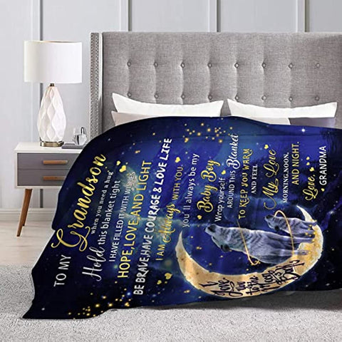 Birthday Gifts for Grandson Blanket from Grandma Summer Quilt Flannel Soft Bed Blanket for Grandson 50X60in