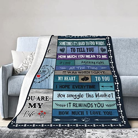 To My Boyfriend Blanket I Love You Gifts for Him Best Birthday Christmas Valentines Day Anniversary Romantic Gifts Super Soft Bedding Sofa Throw Blanket 60 "x50 Boyfriend Gift