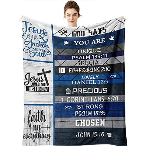 Christian Gifts for Women Kids - Religious Blanket for Christian Friends - Bible Verse Gifts for Women 50"x 40" with Inspirational Proverbs Scripture - First Communion Gifts for Girls Boys