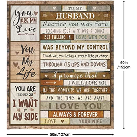 Gifts for Husband Husband Fathers Day Birthday Gift - Wedding Anniversary Romantic Gifts for Him - Husband Gifts from Wife - to My Husband Gifts Throw Blanket 60 x 50 inch
