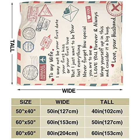 Fleece Blanket Love Letter to My Wife from Husband Ultra-Soft Micro Light Weight Warm Bed Throw Blanket (to My Wife, 60"x50")
