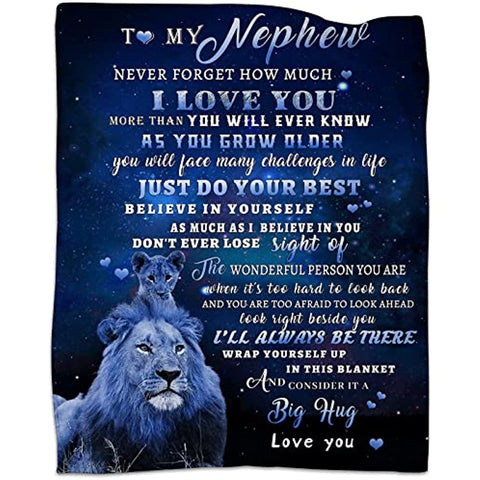 to My Nephew Blanket, Nephew Gifts from Uncle or Aunt, Nephew Gift Ideas for Birthday Christmas Graduation, Gifts for Nephew Flannel Throw Blanket 60"x50"