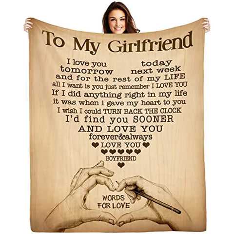 Gifts for Girlfriend to My Girlfriend Blanket Anniversary Romantic Gifts for her Best Birthday Gifts for Girlfriend from Boyfriend I Love You Gifts for Women Healing Thoughts Fleece Blanket 50"x60"